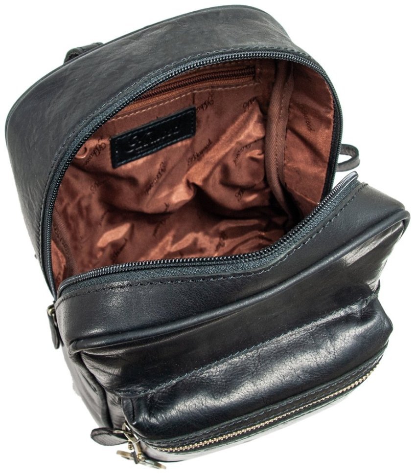 Рюкзак из гладкой кожи для женщин на 1 отделение Ashwood T87 черного цвета 94252 modnotak фото №9