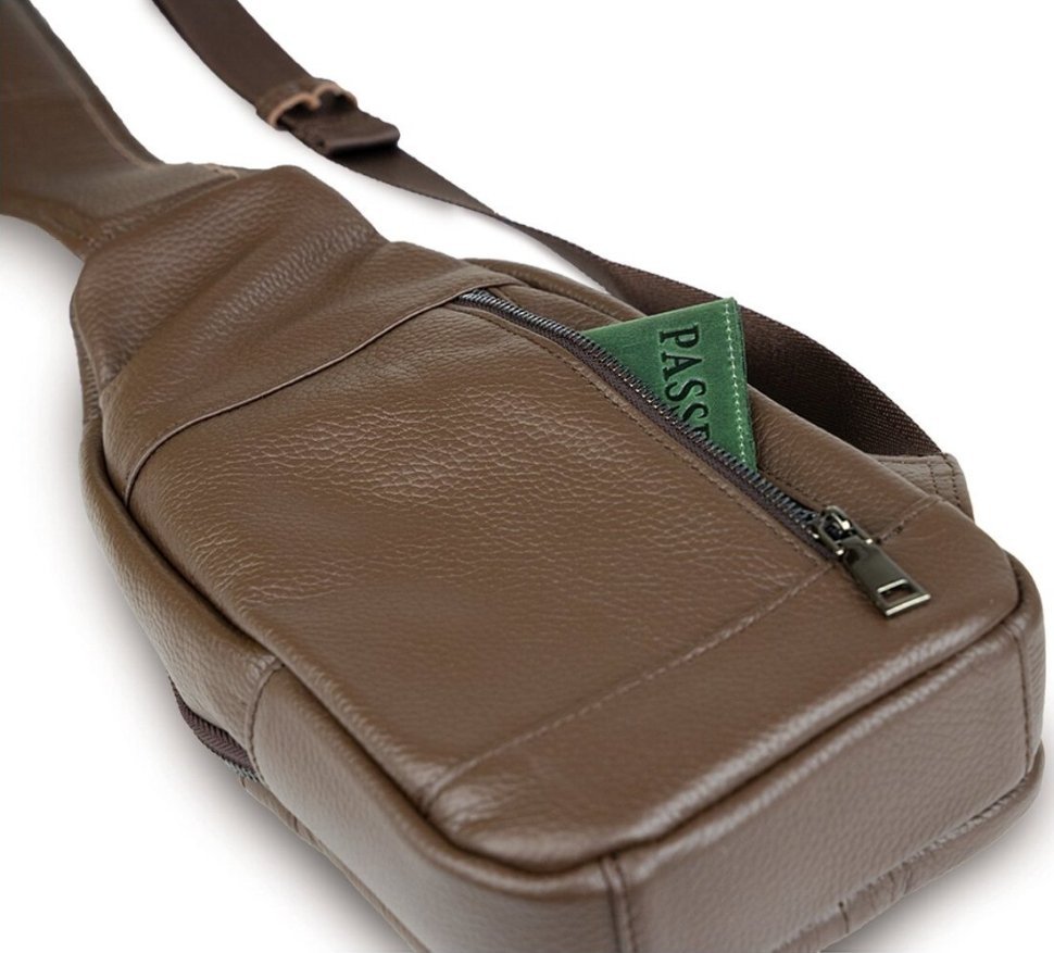 Коричнева сумка-рюкзак через плече з натуральної шкіри Vintage (14390)