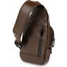 Коричневая сумка-рюкзак через плечо из натуральной кожи Vintage (14390) - 3