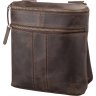 Мужская наплечная сумка коричневого цвета из натуральной кожи в стиле винтаж SHVIGEL (11103) - 3