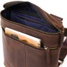 Мужская наплечная сумка коричневого цвета из натуральной кожи в стиле винтаж SHVIGEL (11103) - 8