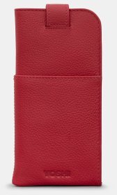 Однотонный кожаный чехол для очков на кнопке Yoshi Y4309 красного цвета 94452