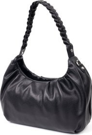 Черная женская сумка-багет из натуральной кожи с одной лямкой KARYA (2420838)
