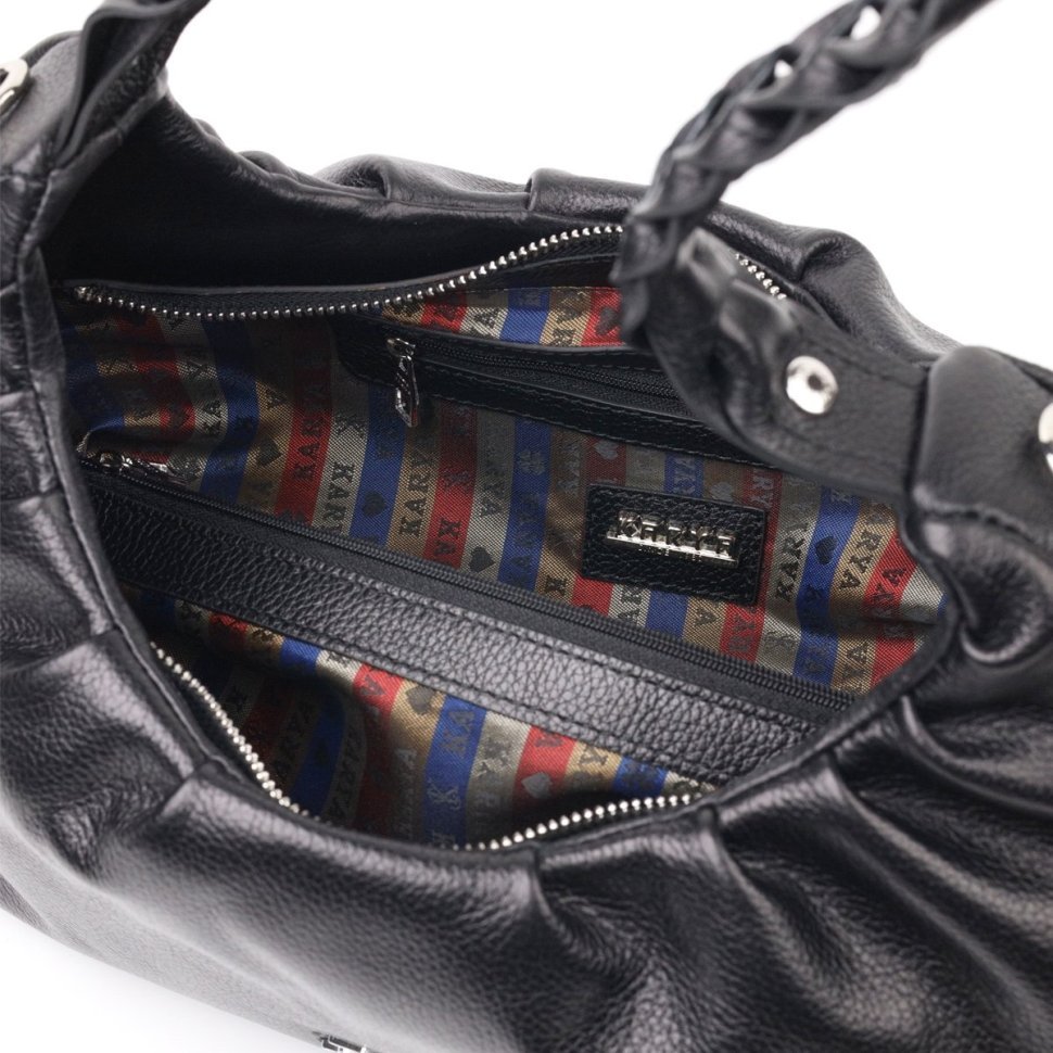Черная женская сумка-багет из натуральной кожи с одной лямкой KARYA (2420838)
