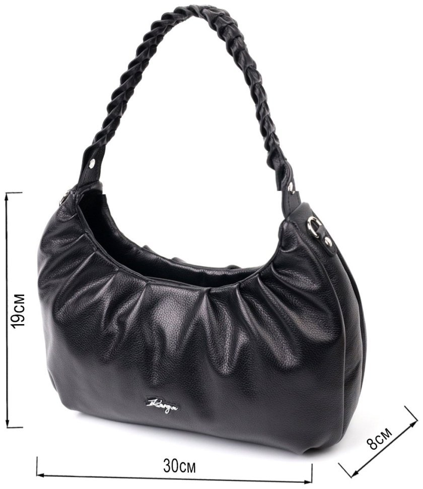 Черная женская сумка-багет из натуральной кожи с одной лямкой KARYA (2420838) modnotak фото №11