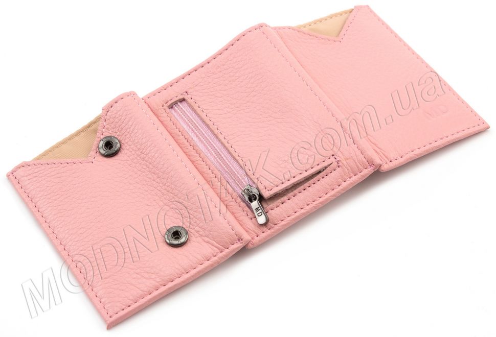Маленький шкіряний гаманець світло-рожевого кольору MD Leather (17297)