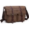 Функциональная коричневая сумка из текстиля на плечо Vintage (20150) - 1