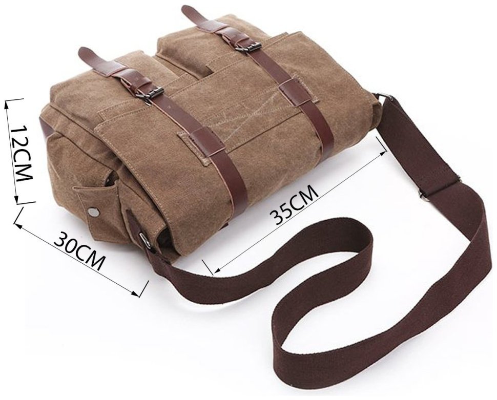 Функциональная коричневая сумка из текстиля на плечо Vintage (20150) modnotak фото №8