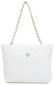 Стильная женская сумка из прочного кожзама белого цвета Monsen 94652