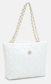 Стильная женская сумка из прочного кожзама белого цвета Monsen 94652