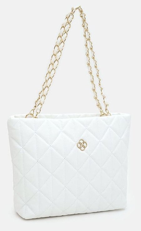 Стильная женская сумка из прочного кожзама белого цвета Monsen 94652 modnotak фото №2