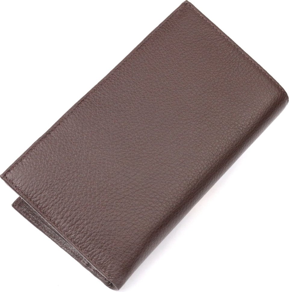 Вертикальний чоловічий гаманець із натуральної шкіри коричневого кольору KARYA (2421138)