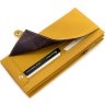 Желтый кожаный кошелек из фактурной кожи большого размера KARYA (21060) - 5