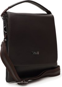Мужская кожаная сумка коричневого цвета с клапаном Ricco Grande (21382)