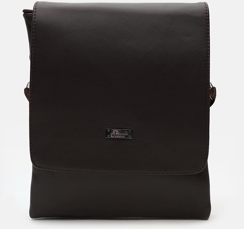 Чоловіча шкіряна сумка коричневого кольору з клапаном Ricco Grande (21382)