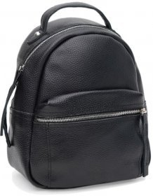 Женский кожаный черный рюкзак небольшого размера Ricco Grande (19286)