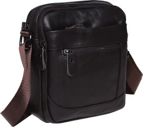 Коричневая мужская сумка на плечо маленького размера из натуральной кожи Borsa Leather (21317)