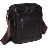 Коричнева чоловіча сумка на плече маленького розміру з натуральної шкіри Borsa Leather (21317) - 1