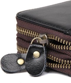 Коричневая карманная визитница из гладкой кожи на молнии Vintage (2414964)