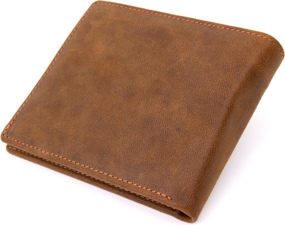 Матовое мужское портмоне коричневого цвета из натуральной кожи Vintage (2420421)