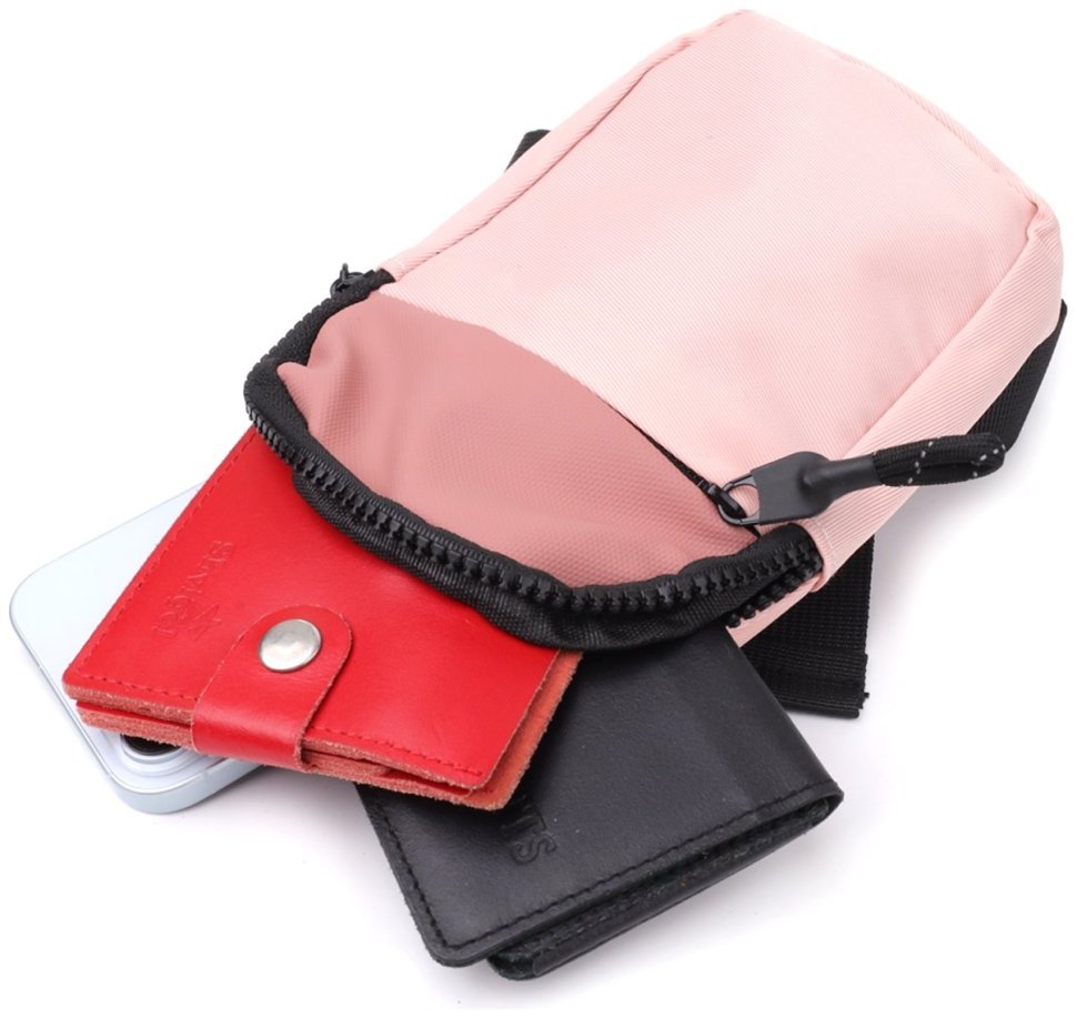 Городская женская слинг сумка из прочного текстиля на каждый день Vintage розового цвета 96952 modnotak фото №5