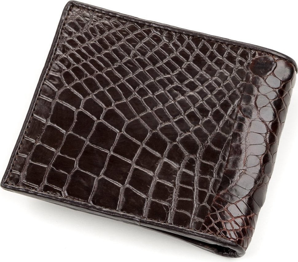 Чоловіче портмоне з натуральної шкіри крокодила коричневого кольору CROCODILE LEATHER (024-18196)