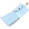 Шкіряний жіночий гаманець блакитного кольору з хлястиком на кнопці Shvigel (2416449) - 4