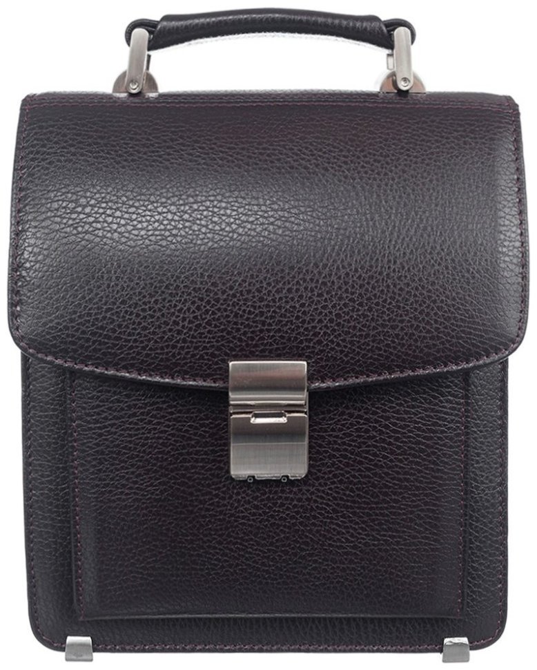 Кожаная барсетка из фактурной кожи для мужчин с клапаном на кодовом замке DESISAN 107252 коричневого цвета modnotak фото №1