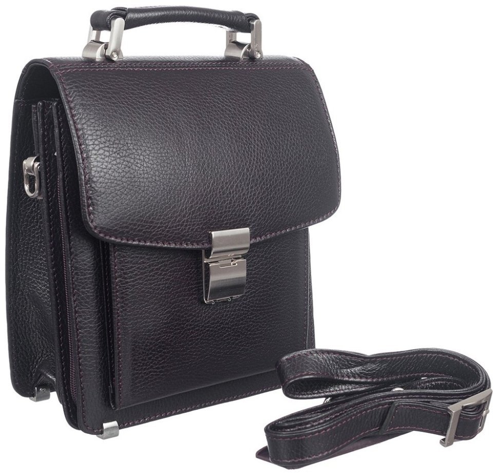 Кожаная барсетка из фактурной кожи для мужчин с клапаном на кодовом замке DESISAN 107252 коричневого цвета modnotak фото №4