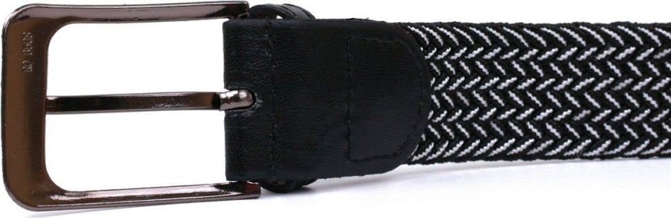 Черно-белый текстильный ремень под брюки с стандартной пряжкой Vintage (2420810)