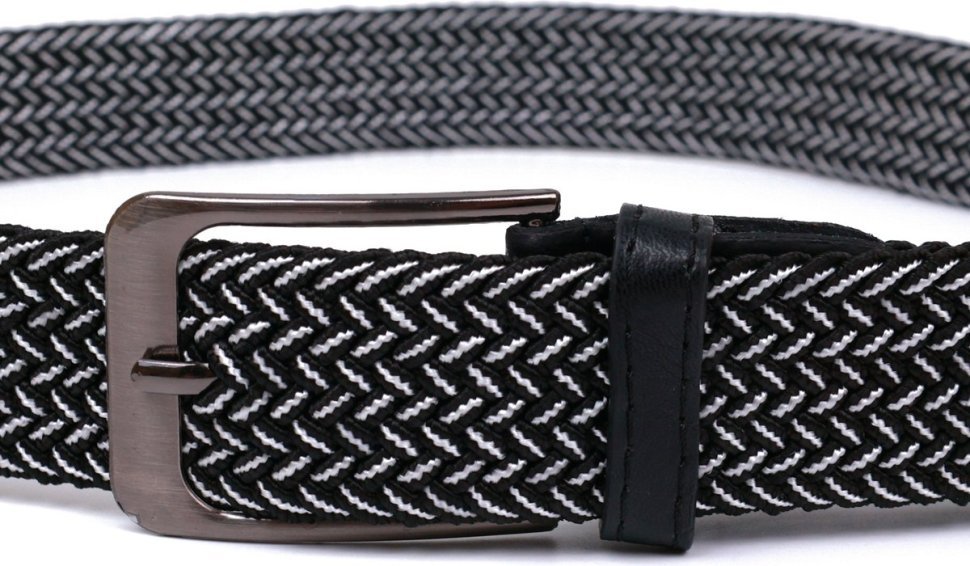 Чорно-білий текстильний ремінь під брюки зі стандартною пряжкою Vintage (2420810)