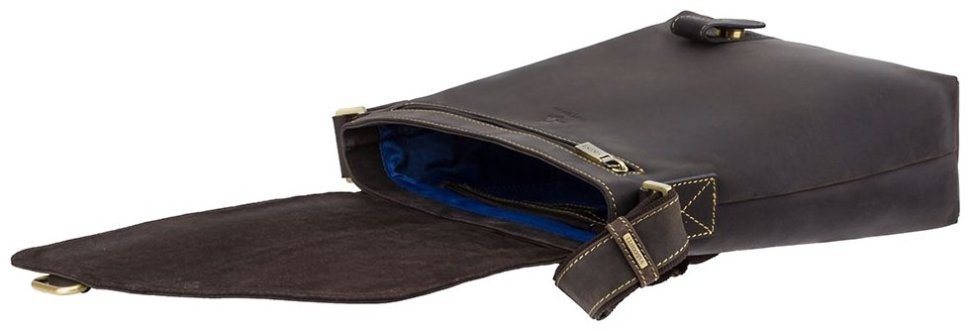 Мужская темно-коричневая сумка на плечо из винтажной кожи Visconti Aspin 77352