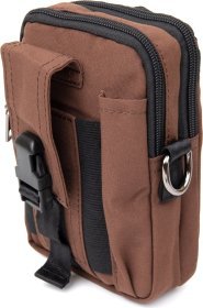 Маленькая мужская сумка на пояс коричневого цвета на две молнии Vintage (20648)
