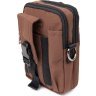 Маленькая мужская сумка на пояс коричневого цвета на две молнии Vintage (20648) - 1
