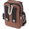 Маленькая мужская сумка на пояс коричневого цвета на две молнии Vintage (20648) - 2