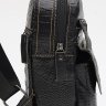 Мужская кожаная сумка-рюкзак через плечо черного цвета с тиснением под крокодила Keizer (22082) - 4