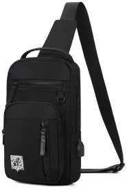 Повсякденна текстильна чоловіча сумка-рюкзак через плече у чорному кольорі Confident 77452