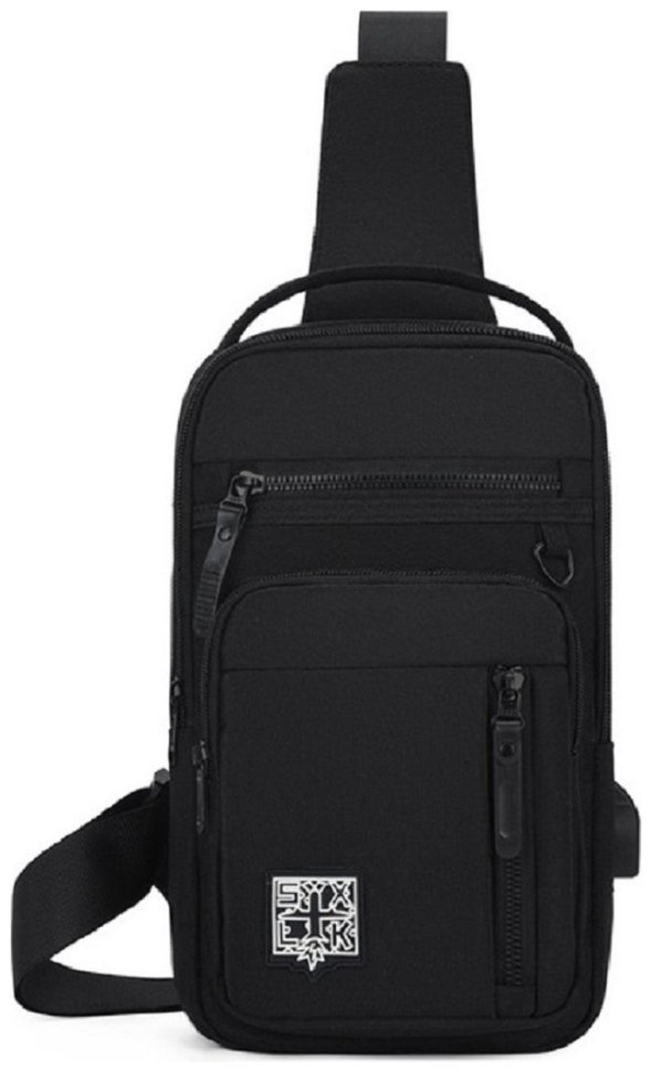Повседневная текстильная мужская сумка-рюкзак через плечо в черном цвете Confident 77452