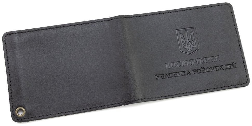 Кожаная обложка для удостоверения участника боевых действий Leather Collection 97752 черного цвета modnotak фото №6