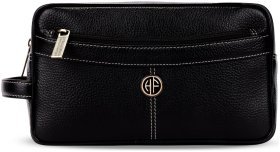 Стильний несесер із фактурної шкіри на 2 відділення на блискавці Hammonds Flycatcher TC4004 чорний 108052