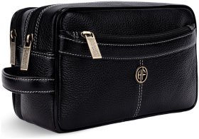 Стильний несесер із фактурної шкіри на 2 відділення на блискавці Hammonds Flycatcher TC4004 чорний 108052