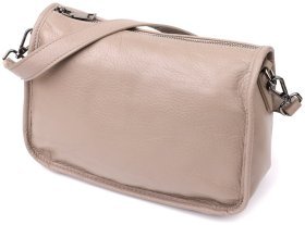 Повседневная женская кожаная сумка через плечо бежевого цвета Vintage 98152
