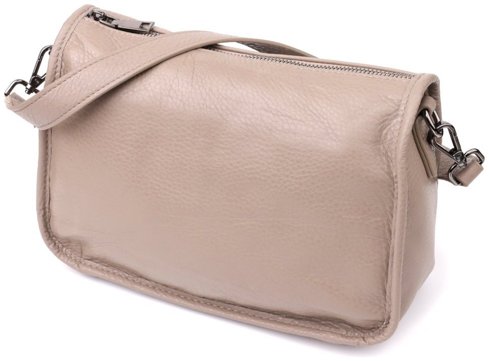 Повседневная женская кожаная сумка через плечо бежевого цвета Vintage 98152 modnotak фото №1