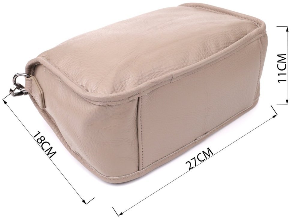 Повседневная женская кожаная сумка через плечо бежевого цвета Vintage 98152 modnotak фото №3