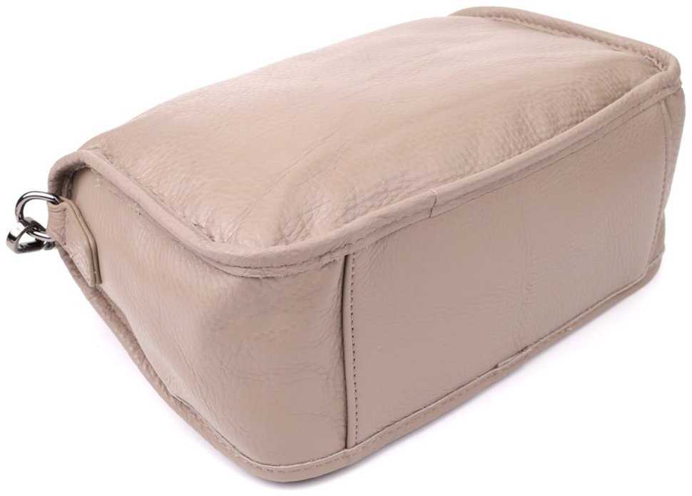 Повседневная женская кожаная сумка через плечо бежевого цвета Vintage 98152 modnotak фото №6