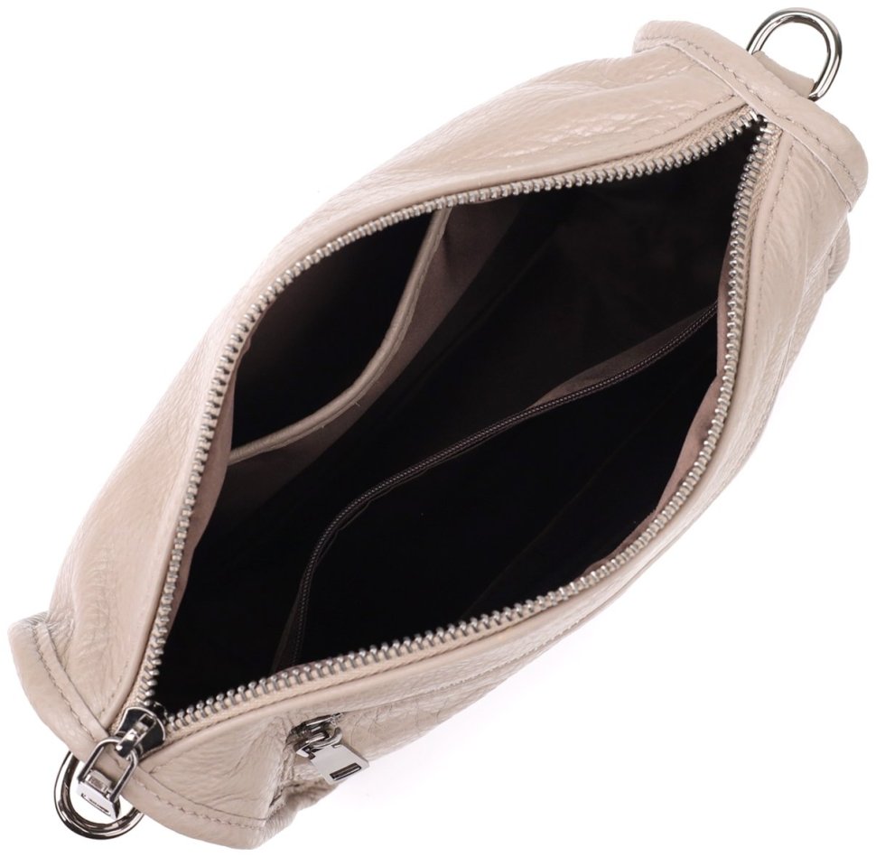 Повседневная женская кожаная сумка через плечо бежевого цвета Vintage 98152 modnotak фото №7