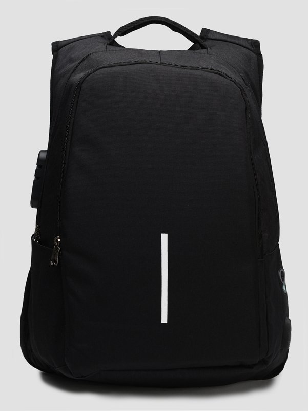 Черный мужской рюкзак из полиэстера под ноутбук с кодовым замком Monsen (22145)