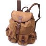 Великий текстильний чоловічий рюкзак коричневого кольору з клапаном на магніті Vintage 2422155 - 1