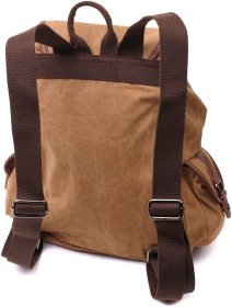 Большой текстильный мужской рюкзак коричневого цвета с клапаном на магните Vintage 2422155