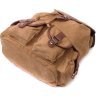 Великий текстильний чоловічий рюкзак коричневого кольору з клапаном на магніті Vintage 2422155 - 3